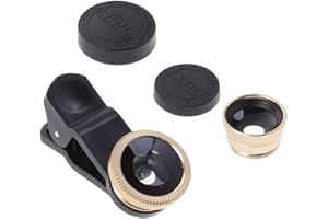 UKCOCO Phone Camera Lens Compatible with iPhone, Samsung and Other Smartphones-Universal Portable Lens Kit Super Wide Angle Lens Macro Lens and Fisheye Lens Clip On 3 in 1 Mobile Phone Lens(Golden)