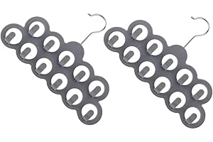 TOMETURE 2pcs Non-Slip Flocked Scarf and Belt Hanger with 11 Holes, Gray Velvet Scarf Organizer Rack