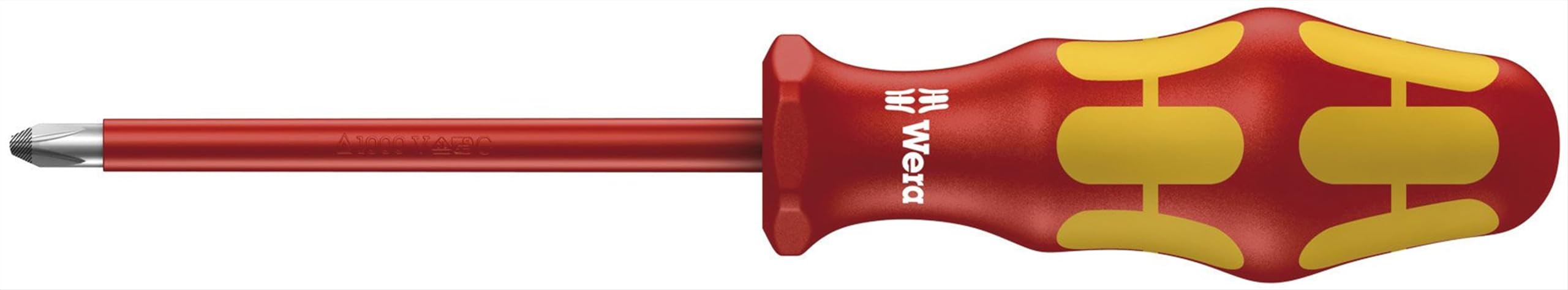 Wera 05006160001 165 I Pz Vde Insulated Screwdriver for Pz Phillips Screws, 0 x 80 mm, Red/Yellow