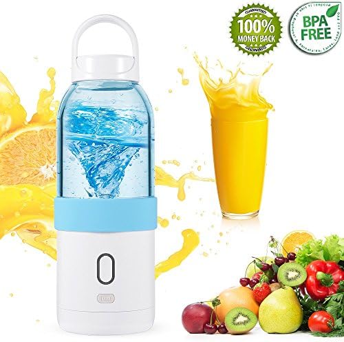 Blender for Shakes and Smoothies USB Rechargeable Portable Blender Gadgets for Women , Men , Children Smoothie Blender for Travelling Travel Blender 17oz (Blue)