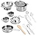 Joyin Toy Stainless Steel Pretend Play Kitchen Play Food Pots and Pans and Tea Party Set for Kids-12 pcs
