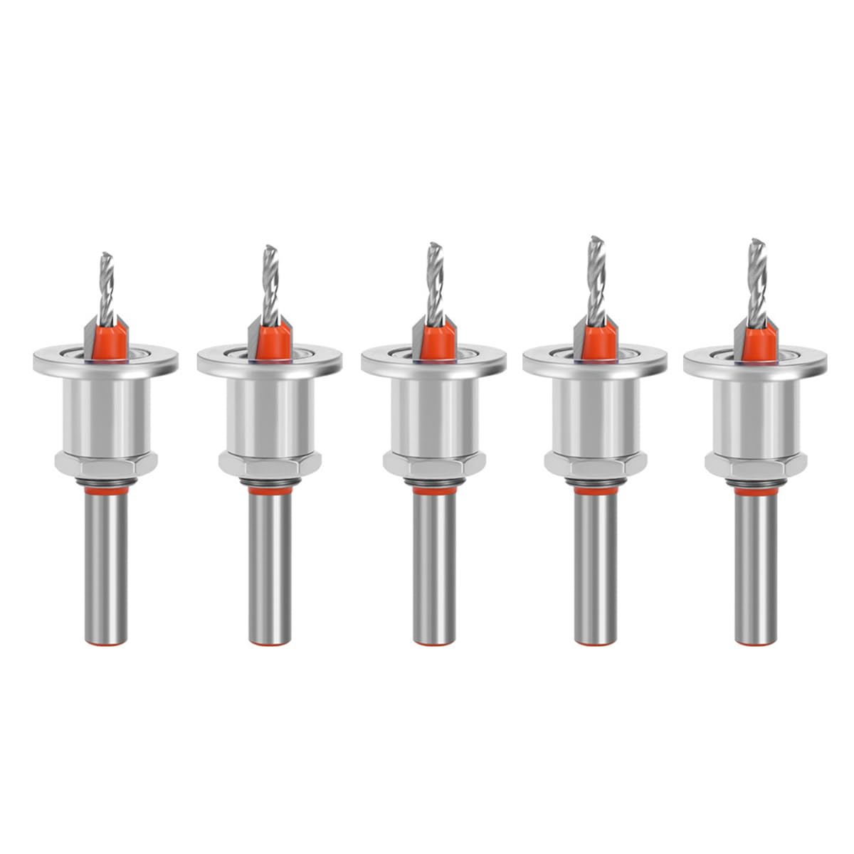 Alnicov 5Pcs Countersink Drill Bit Set Drill Hole Saw Set Adjustable Drilling Depth for Wood Drilling Plastic Drilling Holes