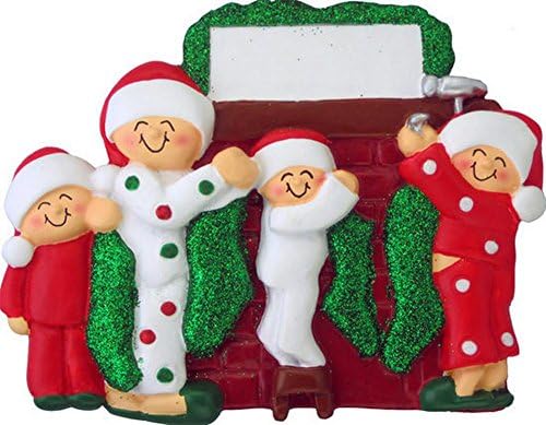 Dbk Gifts Family Hanging Stocking On Fireplace Personalized Christmas Ornament (Family Of 4 Personalized Free)