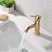 KES cUPC NSF Certified Brass Modern Bathroom Sink Faucet Single Handle Wash Basin Faucet Lavatory Tap Lead-Free Brass, Titanium Gold, L3100ALF-PG