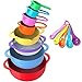 Tenta Kitchen 13 Piece Mixing Bowl Set with Measuring Cups and Spoons - Large and Small Plastic Mixing Bowls with Colander and Micro Strainer - Nesting Colorful Kitchen Bowls for Baking and More