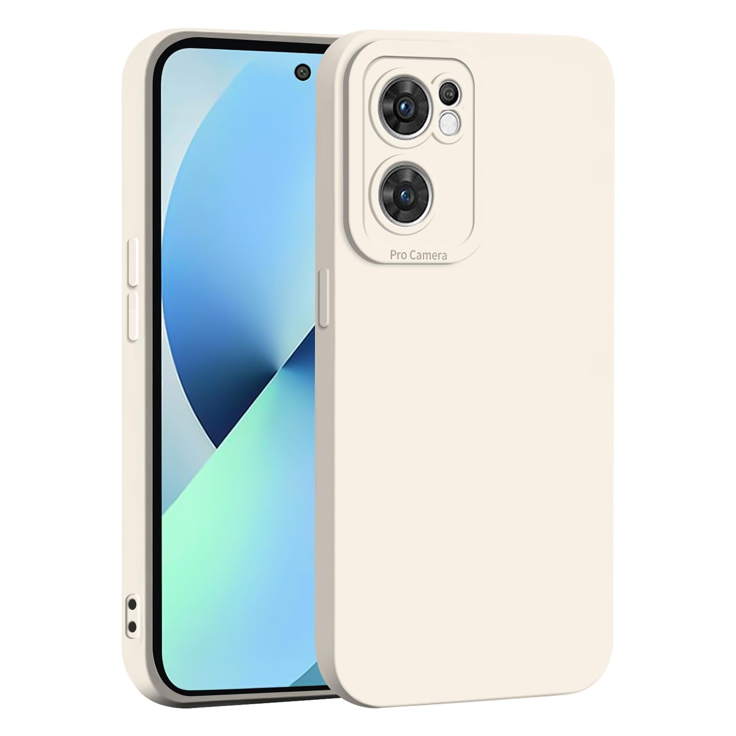 ILING Liquid Silicone Case for OPPO Find X5 Lite 5G, Simple Solid Color Back Soft Gel Rubber Frosted TPU Bumper Shockproof Protective Ultra-thin Phone Case Cover (White)