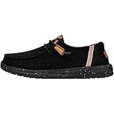 HEYDUDE Women's Wendy Washed Canvas Slip On Shoe | Lightweight Loafer | Washed Textile Upper, Elastic Laces, Removable Foam Insole, Flexible Outsole, Cushioned Collar, Packable Construction
