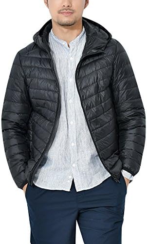 ZhuiKun Men's Lightweight Hooded Down Puffer Jacket Coat Packable Puffa Jacket