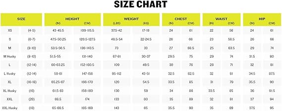 champion boy size chart