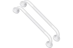 2 Pack 16 Inch Oil Rubbed White Shower Grab Bars w/Anti-Slip knurled Grip, iMomwee Stainless Steel Wall Mount Bathroom Safety Balance Handrail, Handicap Elderly Senior Assist Textured Grab Bar Handle