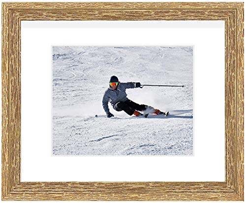 Golden State Art, 16x20 Picture Frame - Displays 11x14 Photo with Mat or 13x19 Without Mat, Wide Moulding Solid Wood Frame for Wall Display, Distressed Gold