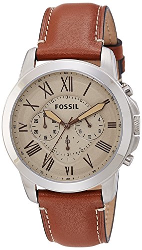 Fossil men s fs5118 stainless steel watch with brown le…