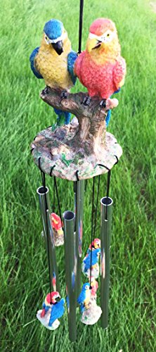 Red and Blue Scarlet Macaw Parrots Couple Resonant Relaxing Wind Chime Patio