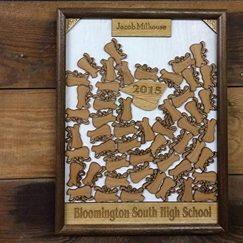 2021 Graduation Guestbook - Personalized Shadowbox with Signable Shapes (12x16-60 Guests)