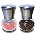 Premium Stainless Steel Salt and Pepper Ceramic Grinder Spice Mill Set of 2 - High Quality 6 Ounce Glass Body