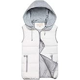 Gihuo Women's Puffer Vest Zip Up Quilted Padded Winter Hooded Vest Warm Jacket Outerwear Vest
