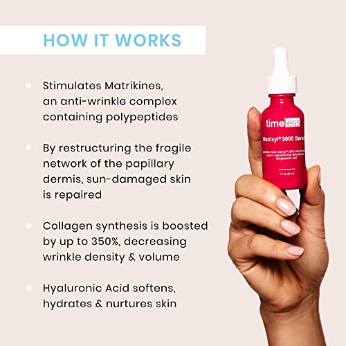 Timeless Skin Care Matrixyl 3000 Serum - Personal Care Face Serum Supports Hydration - Matrixyl Serum with Hyaluronic Acid - Fragrance-Free Serum for Skin Care - 1 oz