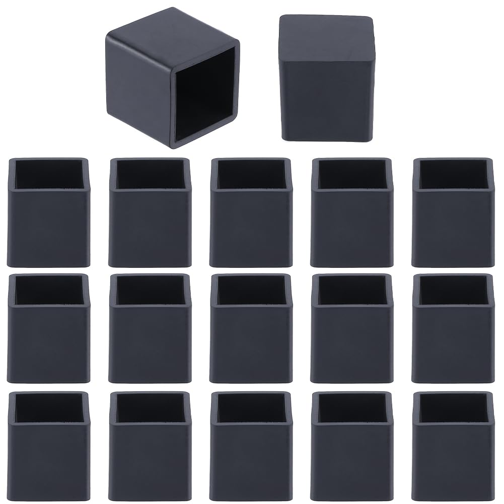 GORGECRAFT 20Pcs Square Feet Stoppers Black Chair Leg Covers Chair Glides Leg Tips Floor Protectors Furniture Feet Cover Fit for 19x19mm Protecting Tile Floors from Scratches Noise Home Decor