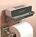 McLee Creations Wonder Shelf - Small Plastic Self Adhesive Bathroom Wall Mount Shelf - Fits Over Toilet Paper Holder - Designed for Smartphone and Flushable Baby Wipes (1, Satin Nickel with Holes)