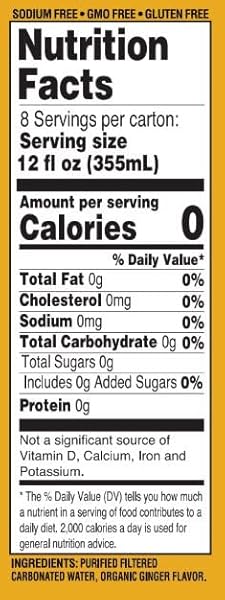 LANGERS ORGANIC FLAVORED SPARKLING WATER, GINGER, 12 FL OZ (PACK OF 8)
