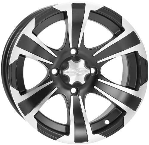 ITP SS312 Golf Cart Wheel - 12x7 - 3+4 Offset - 4/4 - Black/Machined , Bolt Pattern: 4/4, Rim Offset: 3+4, Wheel Rim Size: 12x7, Color: Black, Position: Front/Rear 1228462536B