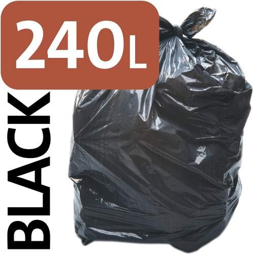 ROLL of 25 x Alina 240L Polythene Black Heavy-Duty Wheeled Bin Liner/Wheelie Refuse Bag/ENSA Compactor Sack/Heavyweight 240 Litre Black Plastic Garbage Bag (25 sacks) - Image 4