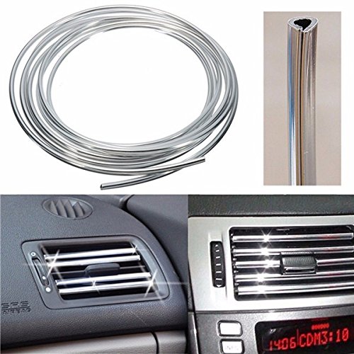 Alamor Silver Car Interior Decor Door Vent Chrome Moulding Trim Strip U Style 4M