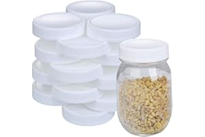 10Pcs White Plastic Mason Jar Lids with Silicone Rings, 5 Wide Mouth & 5 Regular Mouth Canning Lids for Ball & Kerr and More,