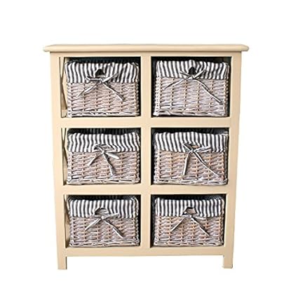 Casamore Selsey 6 Drawer Wicker Basket Wooden Chest Of Drawers