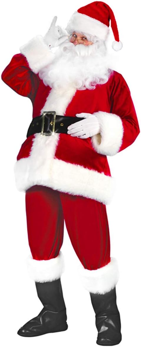 SuBleer Santa Suit Adult Santa Christmas Suit Costume Deluxe Ultra Men's Claus Suit