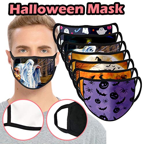 saitingdianzi Adults Reusable and Washable Face Bandanas, Breathable Cotton Face ṁɑşḱs, with Pumpkin Halloween Pattern, for Halloween (E)