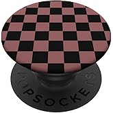 Mauve Pink & Black Checkered Classic Checkerboard PopSockets Adhesive PopGrip