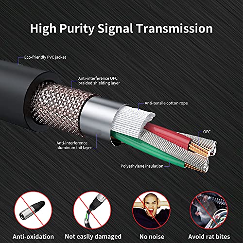 XLR Cable, XLR Microphone Cable Male to Female 25ft 2 Pack, AuxLink Balanced XLR Speaker Cable Suitable for Microphones, Preambles, Speaker Systems, Radio Station and More, Black, (KN01-25)