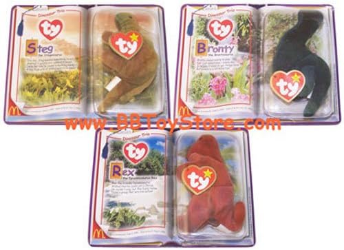 Mcdonalds Dinosaur Beannie Set, Bronty, Rex and Steg