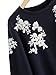 Romwe Women's Loose Embroidery Lantern Sleeve Pullover Sweatershirts Navy M