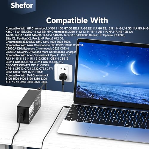45W USB C for Chromebook Charger,Type-C Power Adapter,USB C Laptop Charger | Compatible With HP Dell Lenovo Acer Asus Samsung Google, Widely Compatible With More Devices With Type-c Interface