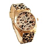Fashion Unisex Geneva Leopard Silicone Jelly Gel Quartz Analog Wrist Watch(Gold)