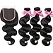 Brazilian Virgin Hair 3 Bundles with Closure Brazilian Body Wave 8A 100% Unprocessed Human Hair bundles With Lace Closure Natural Black Color by YAVVE (14