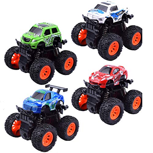 Insanenes Baby Toddler Toys 4PC Mini Vehicle Pull Back Cars with Big Tire Wheel Creative Gifts for Kids (B) - Thumbnail 2