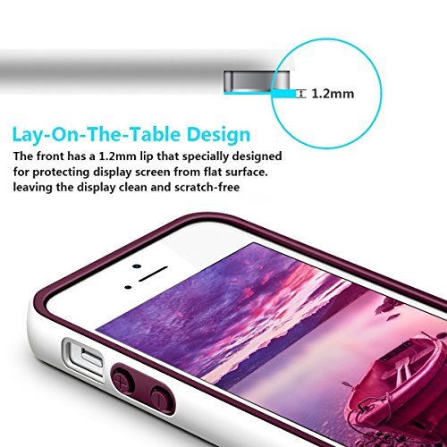 iPhone 5S Case, LoHi Apple iPhone SE Case [Dual Protection] Anti-Scratch Shockproof Bumper Case for iPhone SE 5S 5 - Wine Red