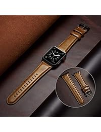 OUHENG Compatible con Apple Watch Band 1.654 in 1.732 in, correa de cuero genuino de repuesto compatible con Apple Watch Series 4 Series 3 Series 2 Series 1 (1.654 in 1.732 in) Sport and Edition, 42 mm