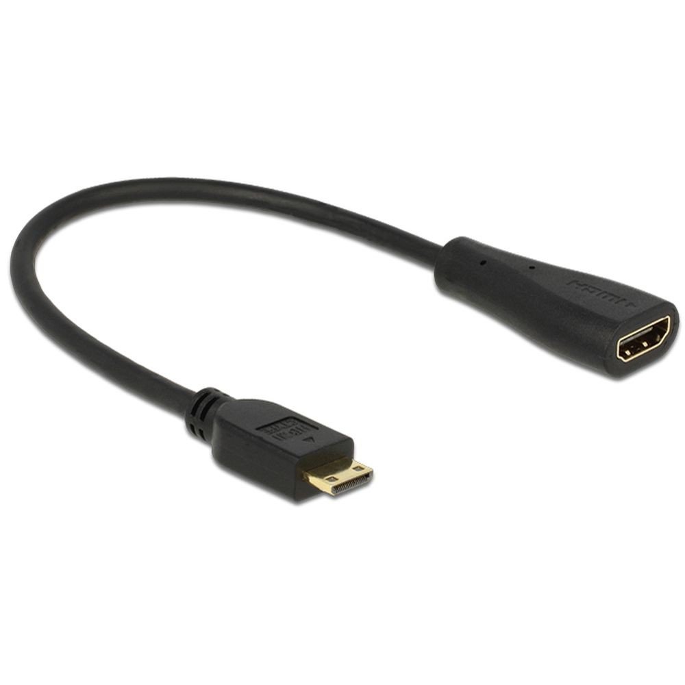 DeLOCK 0.25m mini-HDMI/HDMI HDMI cable HDMI Type C (Mini) HDMI Type A (Standard) Black - HDMI Cables (0.25m, HDMI Type C (Mini), HDMI Type A (Standard), 1920 x 1200 pixels, Black)