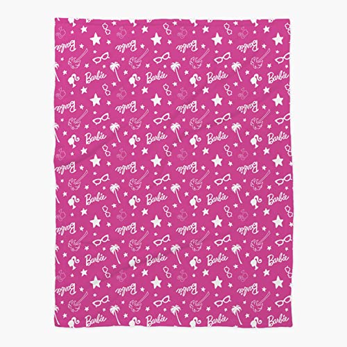 Character World Barbie - Coperta in pile con licenza ufficiale | Stelle Camera da letto | Calda e super morbida al tatto, perfetta per casa, camera da letto, pigiama party e campeggio