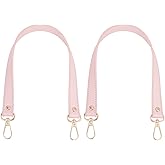 GORGECRAFT 2Pcs Leather Purse Handle 47cm Long Leather Bag Strap Replacement 18.5mm Wide Pink Short Shoulder Bag Straps with Golden Swivel Clasps for Underarm Bag Handbag Tote Satchel Purse Making