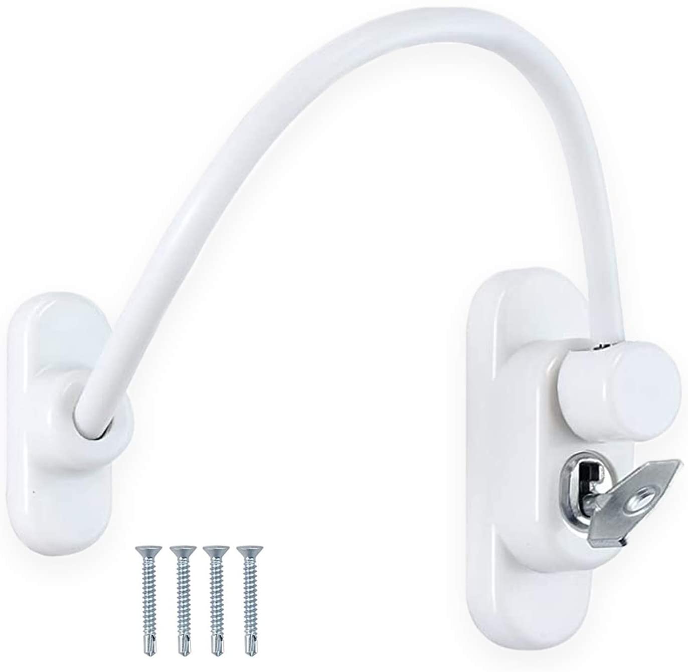 TERF® Heavy Duty White Cable Locking Window Restrictor Child Proof Window Security Restriction Key Lock with 1 Key and Fixing Screws For Wood Aluminium UPVC Vinyl Frames - Pack of 1