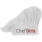 PLACE4PRINT Custom Personalized Embroidered Chef Hat – Adjustable Velcro Back - Baker, Kitchen, Cooking, Chef Hat