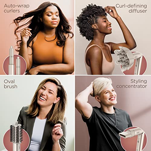 SHARK HD435 FLEXSTYLE AIR STYLING & DRYING SYSTEM, POWERFUL HAIR BLOW DRYER & MULTI-STYLER WITH AUTO-WRAP CURLERS, CURL-DEFINING DIFFUSER, OVAL BRUSH, & CONCENTRATOR ATTACHMENT, STONE