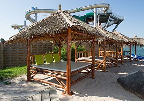 bamboo-lifestyle Bambus Sala mit Palmendach und großer Liegefläche 2m x 2m Pavillon zum entspannen I Gartenlounge I… – Bild 3