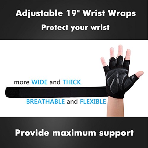 image for BEACE Weight Lifting Gym Gloves with Wrist Wrap Support, Extra Grip & 