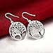 Naivo Sterling Silver Plated Tree of Life Drop Dangle Earrings for Women